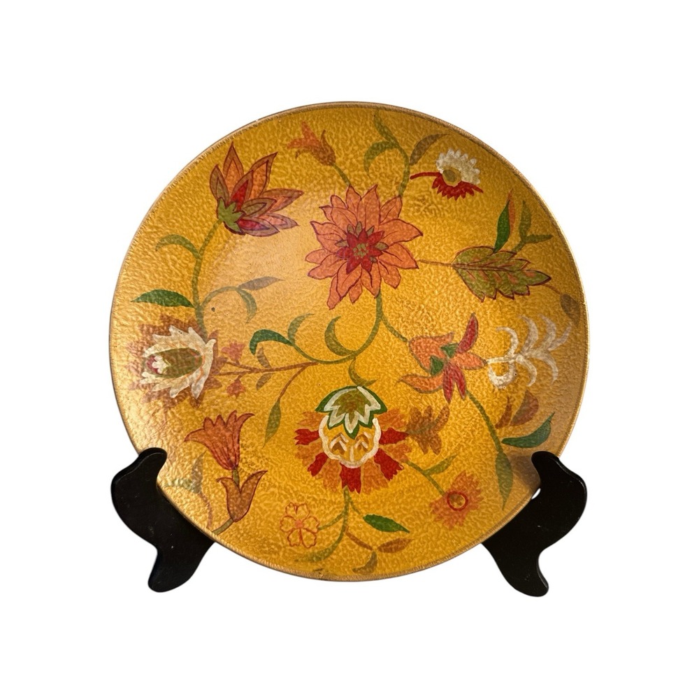 Oriental Accent Williamsburg Decoration Plate Yellow Orange Flowers